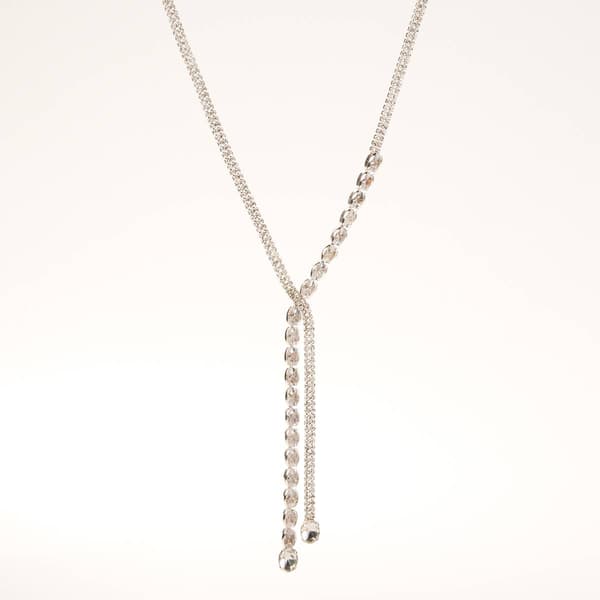 Rosa Rhinestones Crossover Drops Necklace - image 