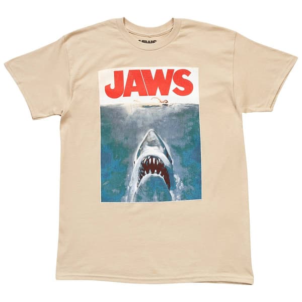 Young Mens Hybrid Promotions Jaws Short Sleeve Graphic Tee - Sand