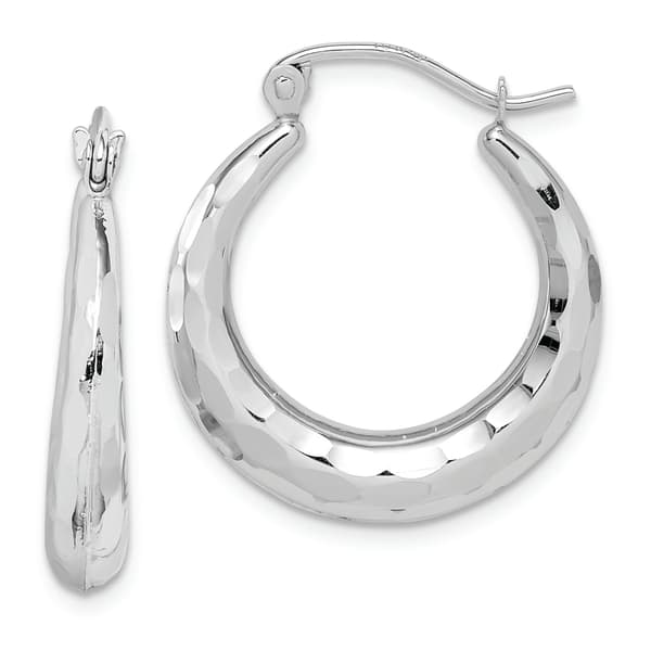 Gold Classics(tm) 10kt. White Gold Polished D/C Hoop Earrings - image 