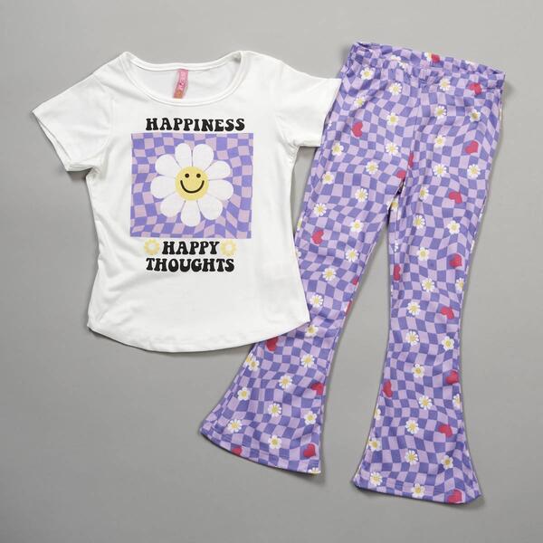 Girls &#40;7-16&#41; Dream Star Happy Thoughts Tee & Checkered Pants Set - image 