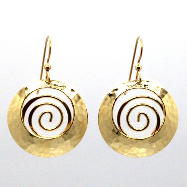 Silver Forest Playful Coil In Hammered Circle Dangle Earrings - image 