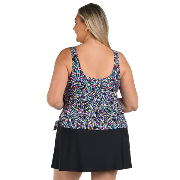 Plus Size Maxine Colorburst Faux Skirtini One Piece Swimsuit