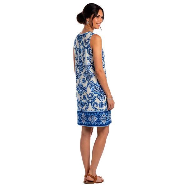 Petite MSK Sleeveless Medallion Back Keyhole Shift Dress