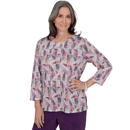 Petite Alfred Dunner Vail Stained Glass Geometric Blouse