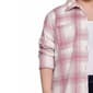 Plus Size NY Collection Brushed Twill Plaid Shacket- Pink/White - image 4