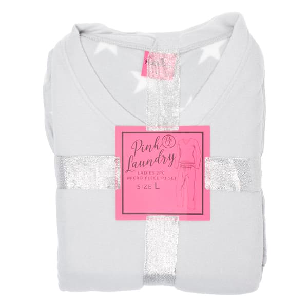 Womens Pink Laundry Folded Stars Microfleece Pajama Set