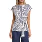 Womens Halston Cap Sleeve Tie Waist Floral Tile Blouse - image 1