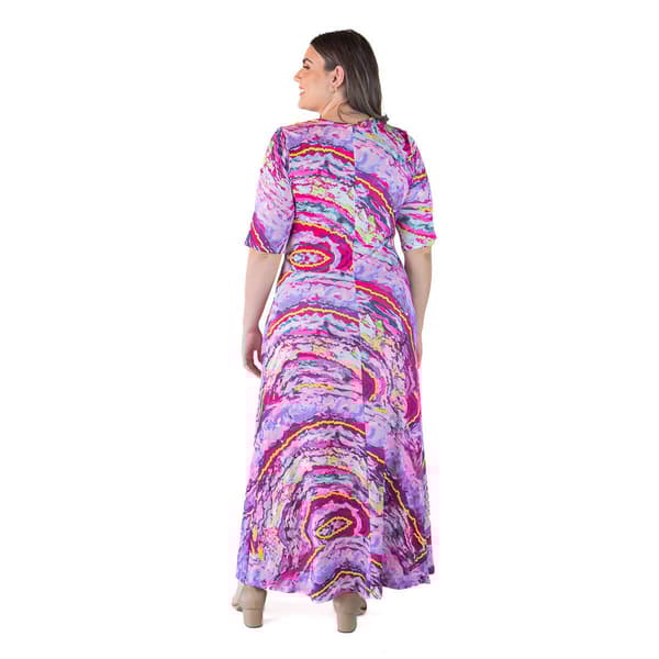 Plus Size 24/7 Comfort Apparel Abstract Print Maxi Dress
