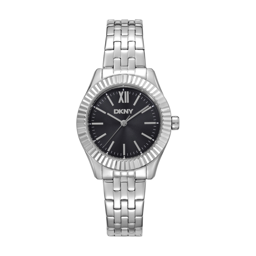 Womens DKNY Fluted Bezel Black Dial Bracelet Watch - DK1L017M1055