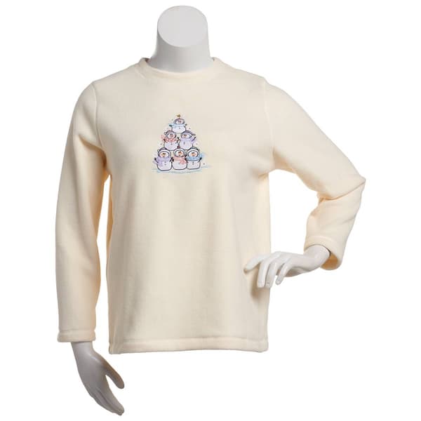 Plus Size Bonnie Evans Snowman Pyramid Polar Fleece Sweatshirt