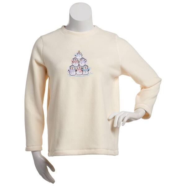 Plus Size Bonnie Evans Snowman Pyramid Polar Fleece Sweatshirt - image 