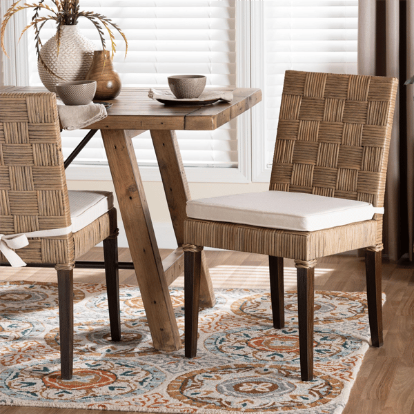 bali & pari Fatima Natural Rattan Dining Chair with Cushion