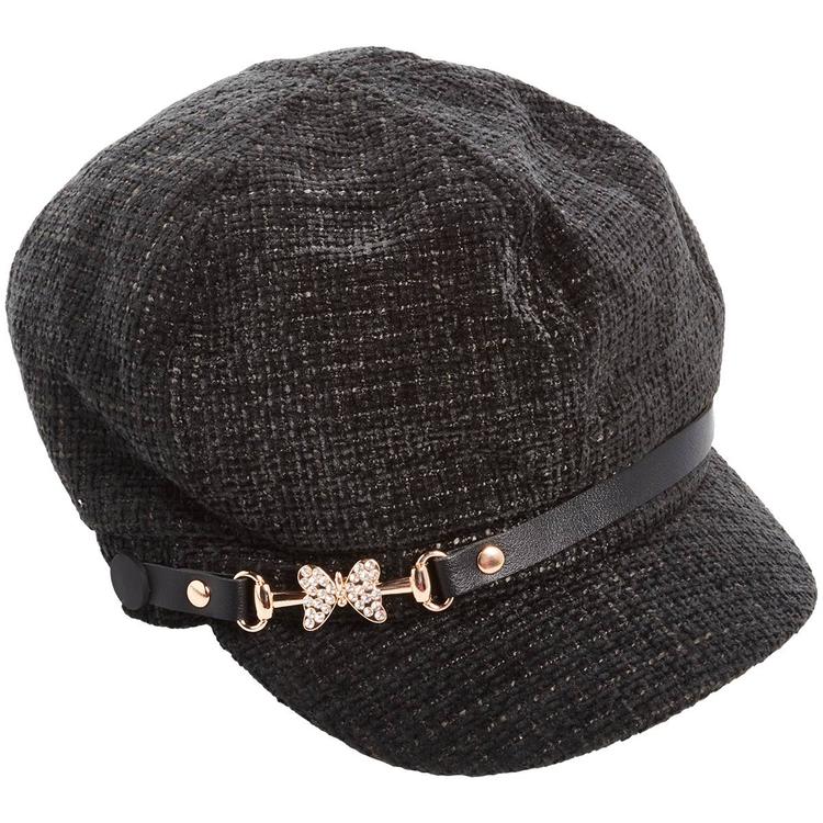 Womens Madd Hatter Butterfly Icon Tweed Newsboy Hat