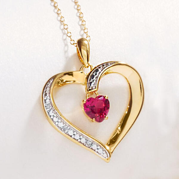 Gemstone Classics&#40;tm&#41; Gold Over Sterling Ruby Diamond Pendant - image 