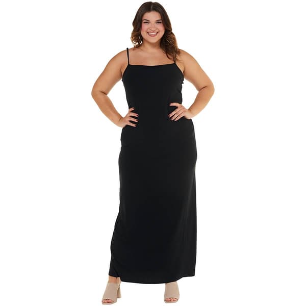 Juniors Plus Derek Heart Brushed Square Neck Maxi Dress - image 
