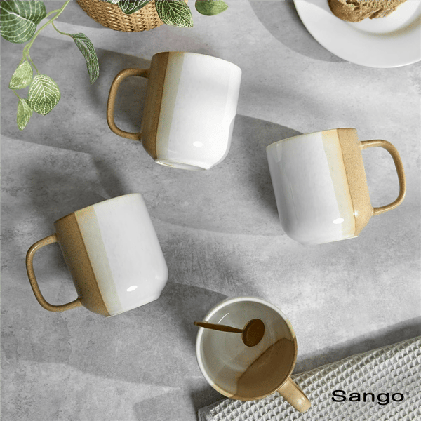 Sango Phoebe Caramel/White Ceramic Coffee Mugs
