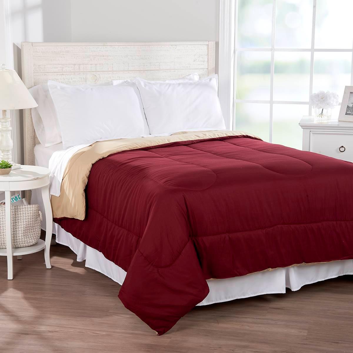 Ashley Cooper™ Solid Reversible Comforter - Wine/Tan