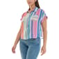 Womens Zac & Rachel Short Sleeve 1/4 Button Front Stripe Blouse - image 3