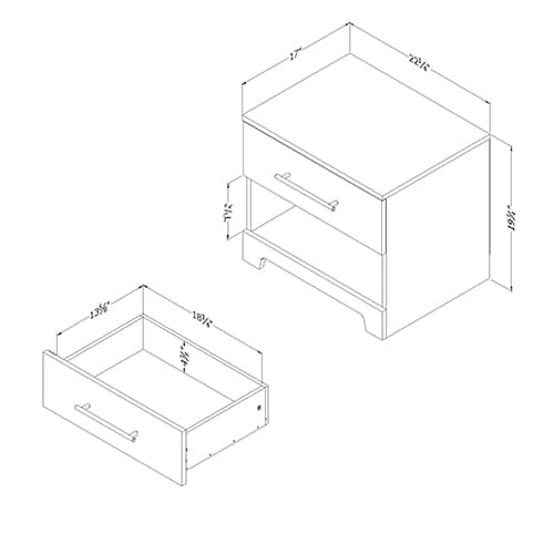 South Shore Primo 1 Drawer Nightstand