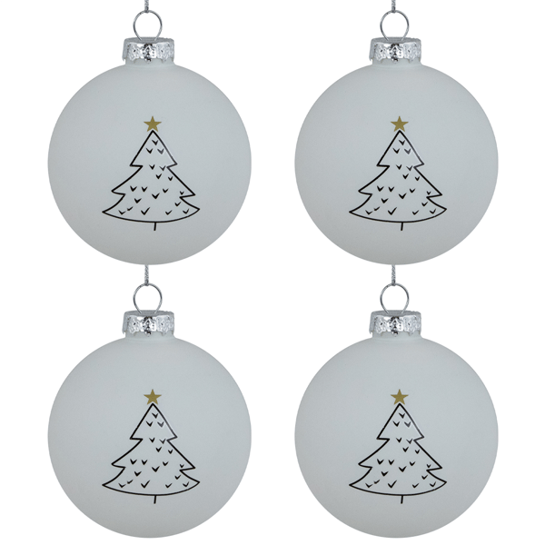 Northlight 4ct. Matte White Christmas Tree Glass Ornaments