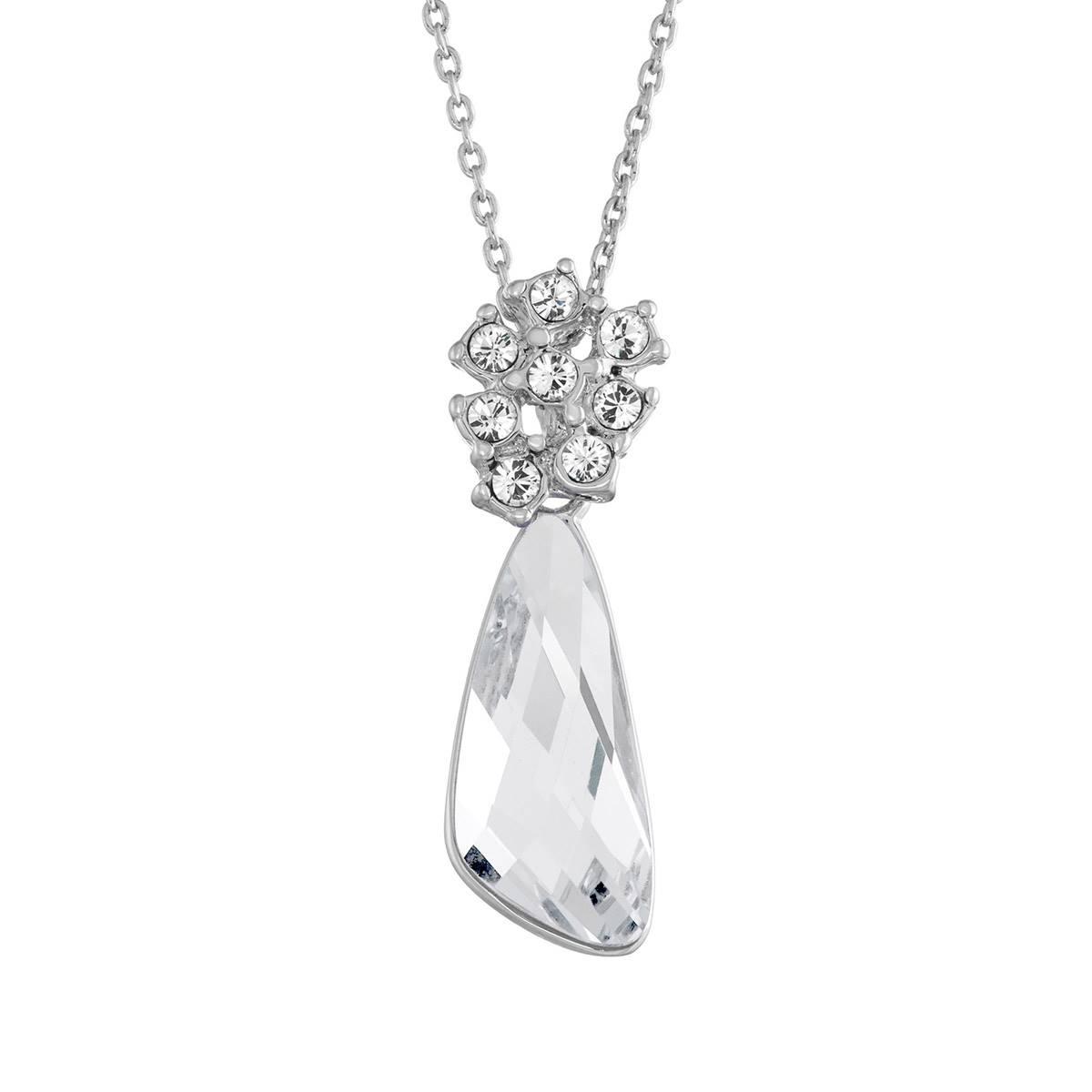 Crystal Colors Silver Plated Clear Crystal Comet Pendant...
