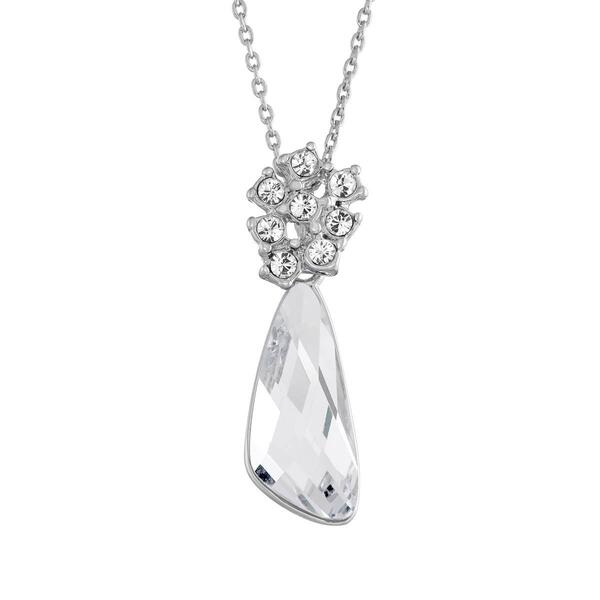 Crystal Colors Silver Plated Clear Crystal Comet Pendant Necklace - image 