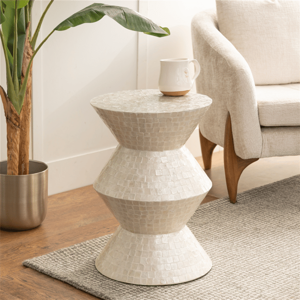 9th & Pike® Contemporary Cream Capiz Shell Accent Table