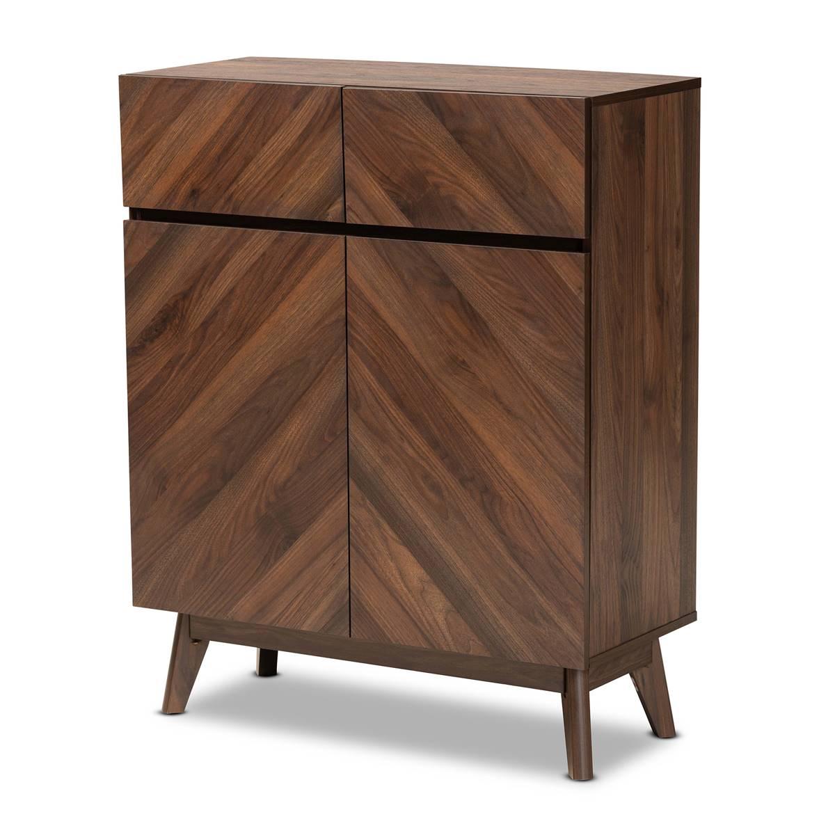 Baxton Studio Hartman Walnut Brown Finished Wood Shoe Cabinet