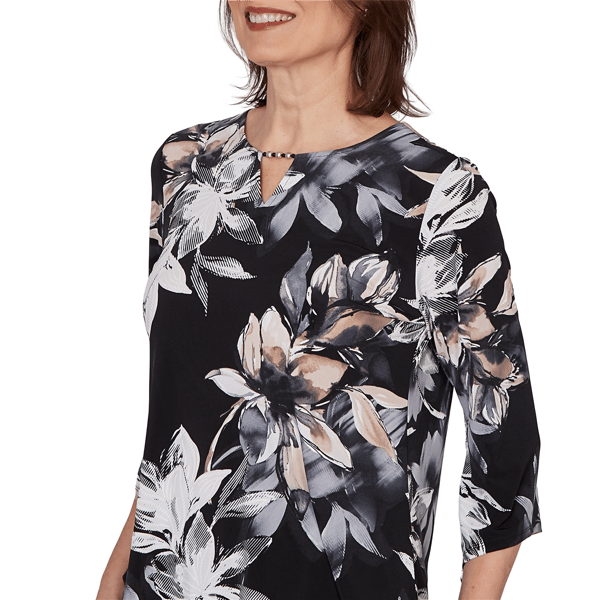 Petite Alfred Dunner Classics 3/4 Sleeve Floral Blouse