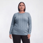 Plus Size Napa Valley Long Sleeve Cable Knit Front Sweater - image 7