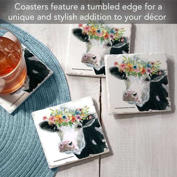 4pk. Flower Crown Cow Square Set