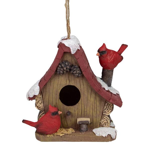 Northlight Seasonal 7in. Christmas Birdhouse with Cardinals - image 
