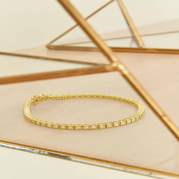 Haus of Brilliance Yellow Gold over Silver Tennis Bracelet