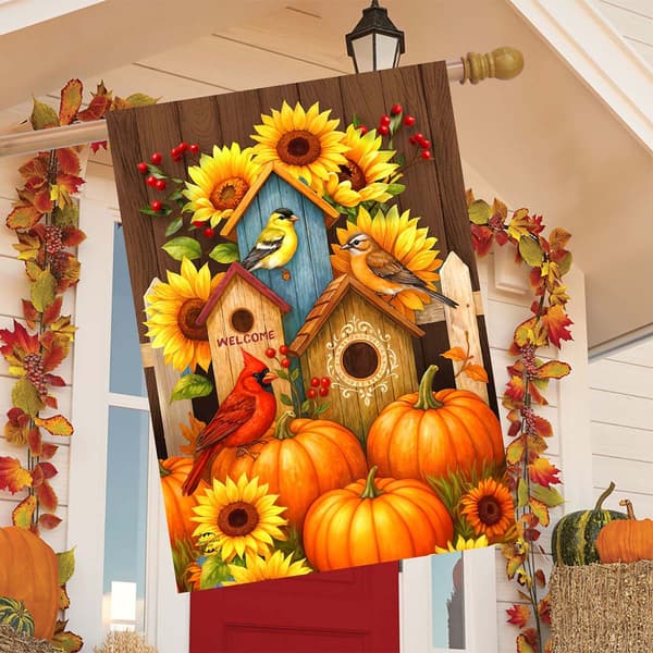Briarwood Lane Fall Birdhouse Trio House Flag