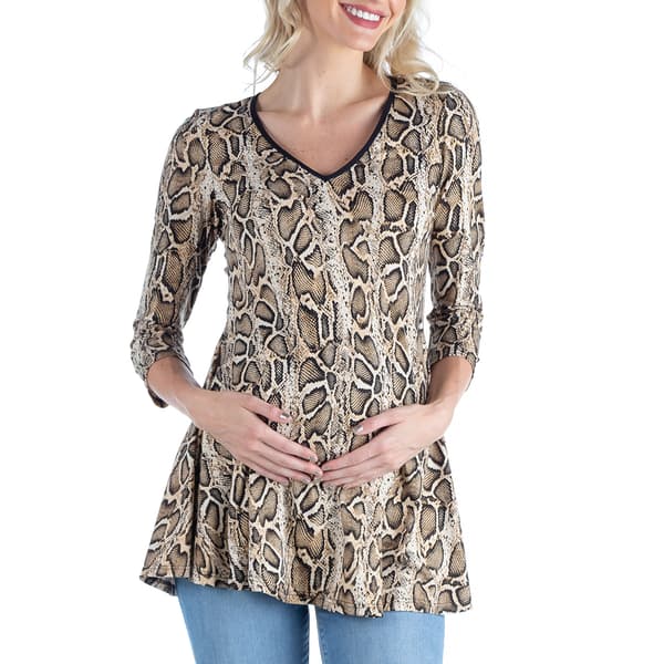 Plus Size 24/7 Comfort Apparel 3/4 Sleeve Snake Maternity Top