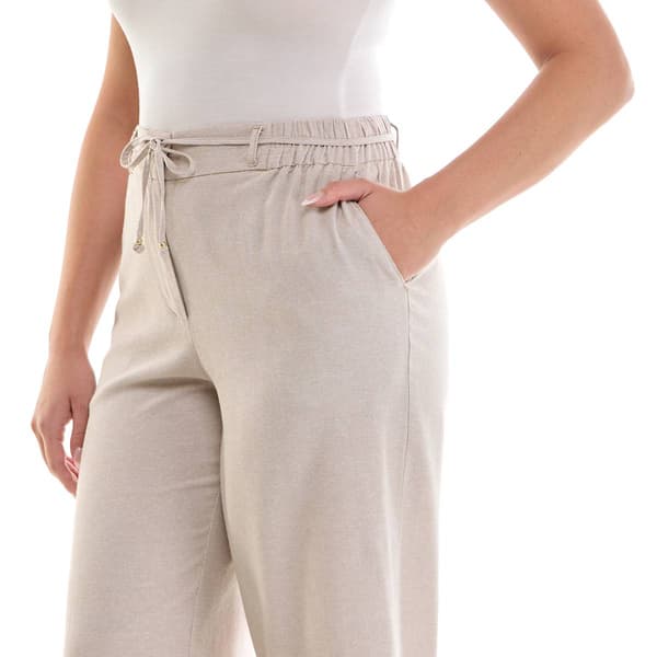Petite Zac & Rachel Solid Linen Drawstring Wide Leg Pants