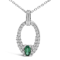 Haus of Brilliance Emerald & White Sapphire Oval Pendant Necklace - image 2