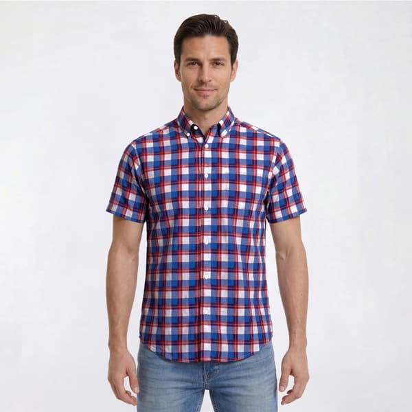 Mens Architect(R) Check Weekender Button Down Shirt - White/Coral - image 