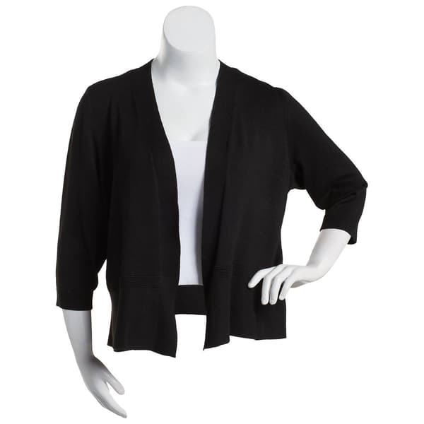 Plus Size 89th & Madison Peplum 3/4 Sleeve Open Short Cardigan