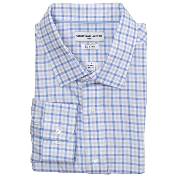 Mens Christian Aujard Big & Tall Stretch Dress Shirt - Blue Check - image 
