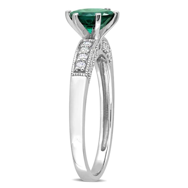 Gemstone Classics&#8482; 10kt. White Gold Lab Created Emerald Ring