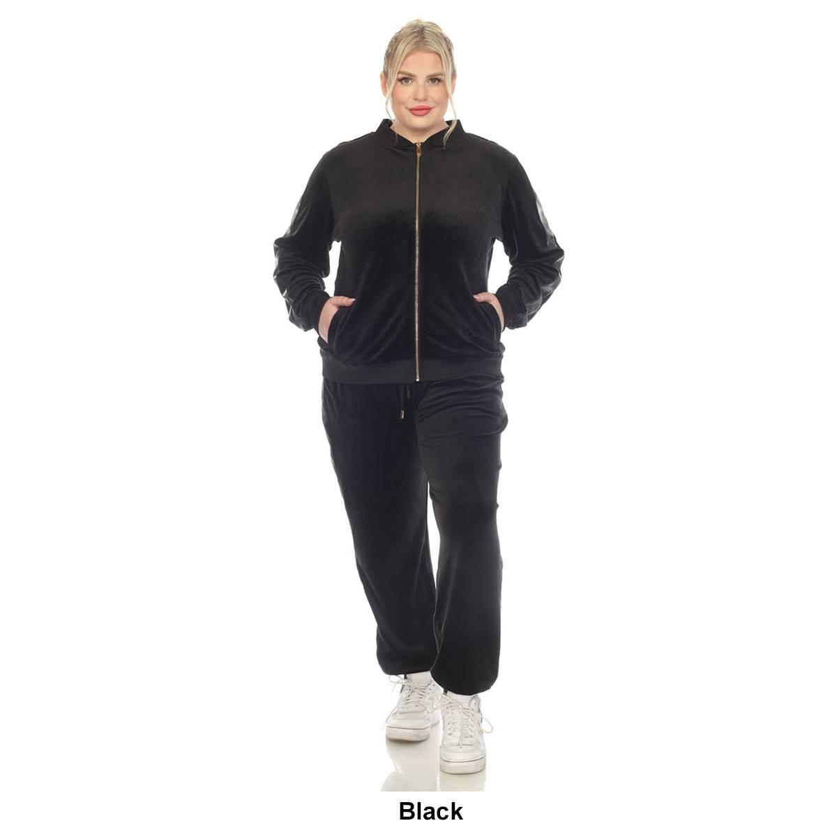 Plus Size White Mark 2pc. Tracksuit Set w/ Faux Leather Stripe