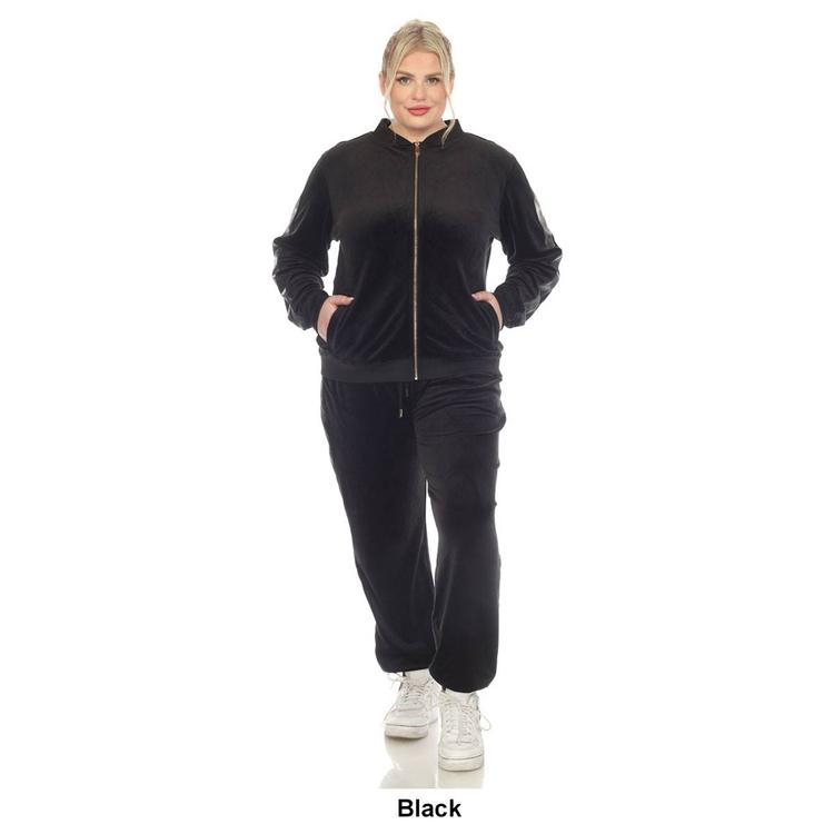 Plus Size White Mark 2pc. Tracksuit Set w/ Faux Leather Stripe