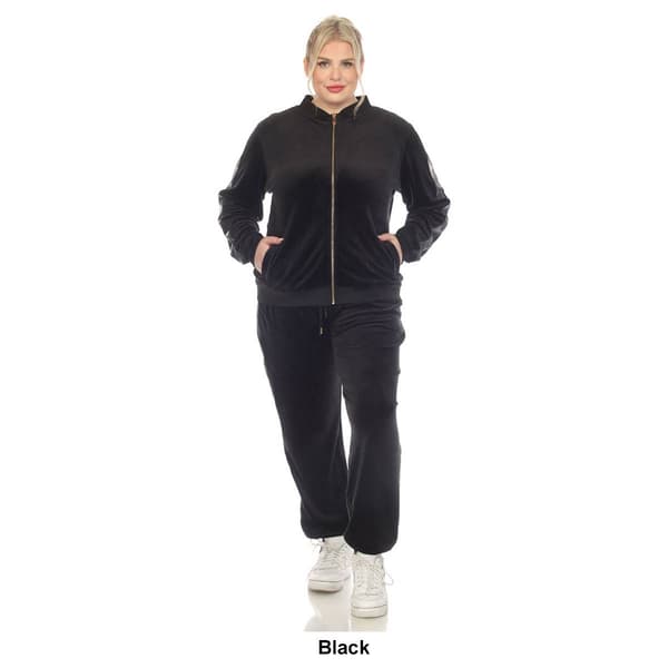 Plus Size White Mark 2pc. Tracksuit Set w/ Faux Leather Stripe