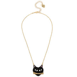 Betsey Johnson Pave Cat Pendant Necklace