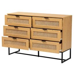 Baxton Studio Sawyer Oak Brown Wood 6-Drawer Storage Cabinet