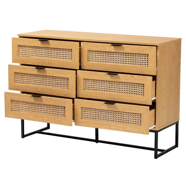 Baxton Studio Sawyer Oak Brown Wood 6-Drawer Storage Cabinet