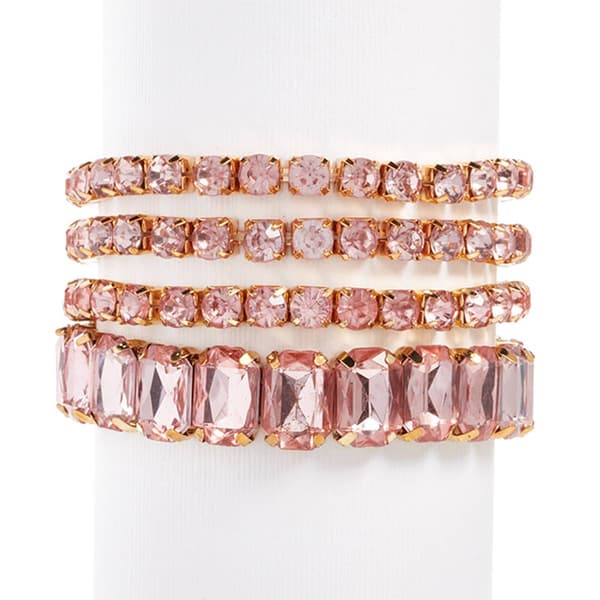 Ashley Cooper(tm) Gold Plated 4pc. Peach Stone Stretch Bracelets - image 