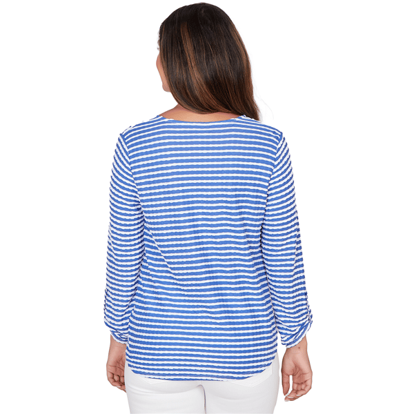 Womens Ruby Rd. Must Haves I Long Sleeve V Neck Stripe Blouse
