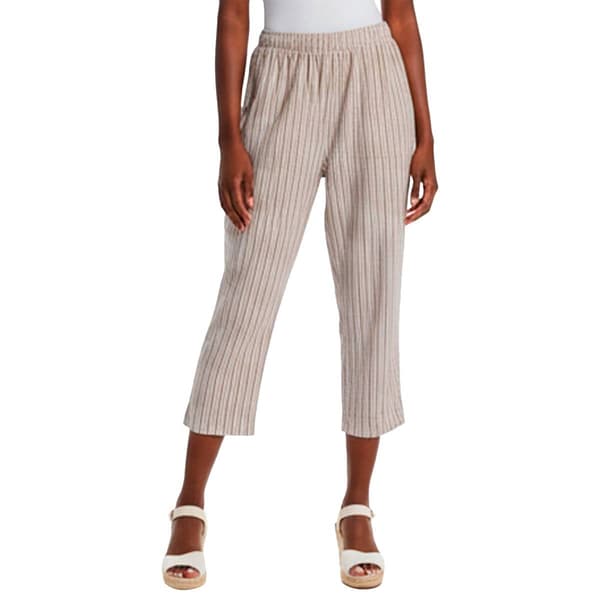 Plus Size Emily Daniels Pull On Stripe Side Slit Capris - image 